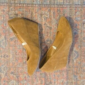 Faux Suede Round Toe Wedge Heel